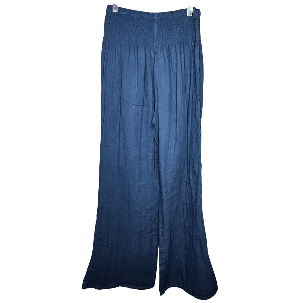 Lotus & Luna Womens Deep Teal Cotton Gauze Smocked Wide Leg Pants Small NWT - Picture 4 of 6